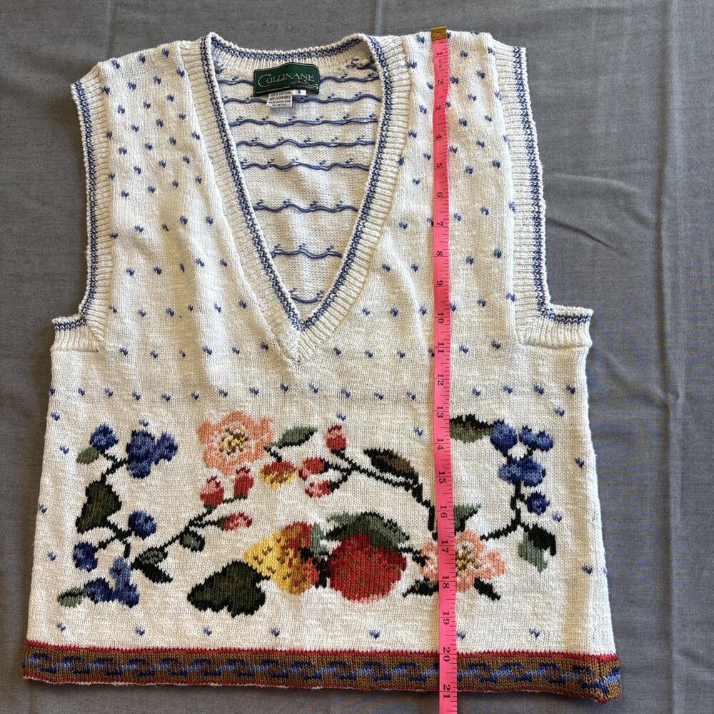 Cullinane Sweater Vest Womens Small Fruit And Floral 100% Cotton Vintage - Picture 5 of 6